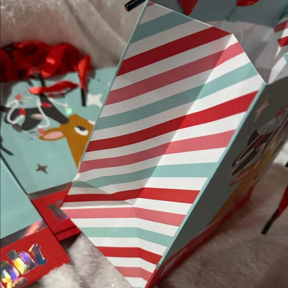 Merry & Bright Reindeer Gift Bags with Red Accents